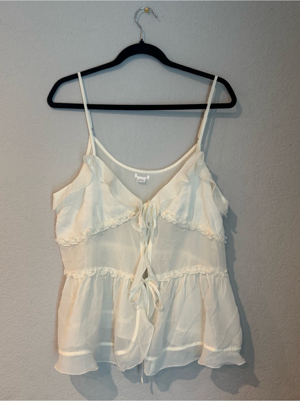 Kimchi Blue Cream Ruffle Tie-Front Cami